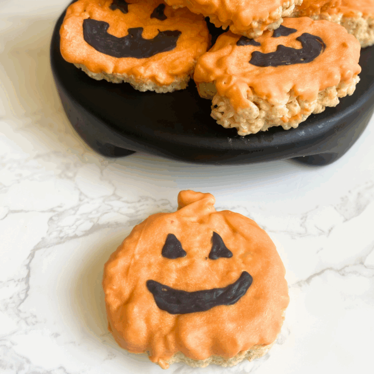 jack o lantern rice krispie treats
