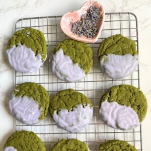 lavender dipped matcha cookies