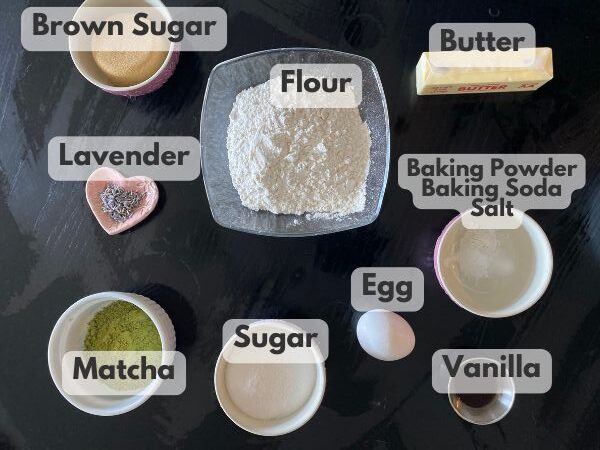 matcha cookies with lavender ingredients