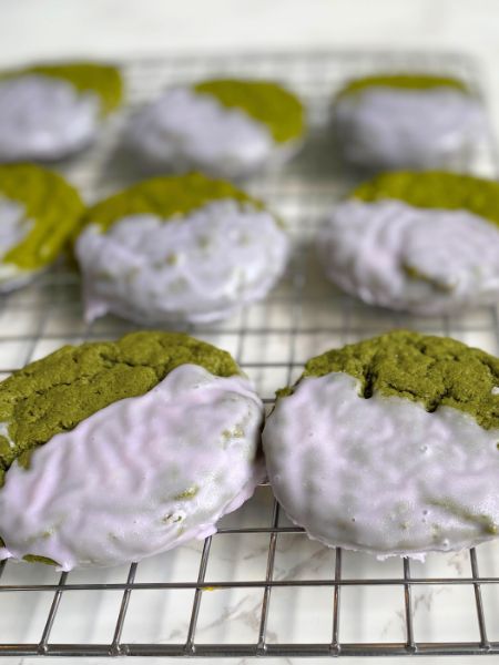 lavender dipped matcha cookies