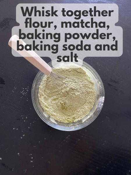 whisked dry ingredients matcha cookies