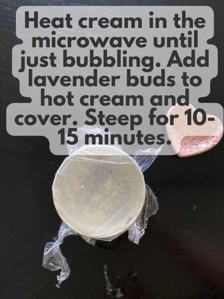 lavender steeping in hot cream