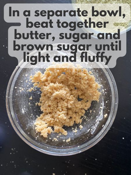 creamed butter, sugar and brown sugar