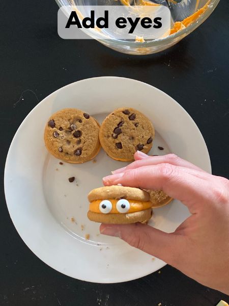 sandwich cookie with candy eyes