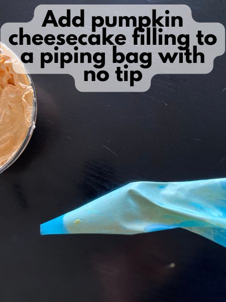 pumpkin cream cheese filling in piping bag
