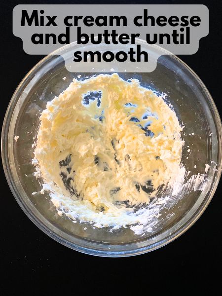 cream cheese and butter beat toegether