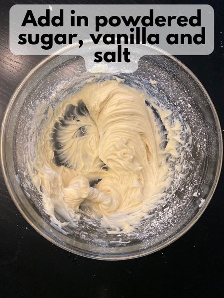 cream cheese frosting in a bowl