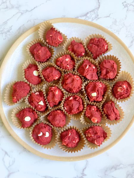 red velvet cookie dough balls