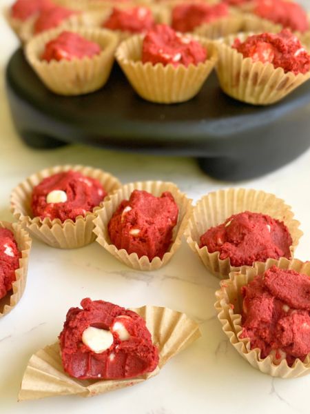red velvet cookie dough balls