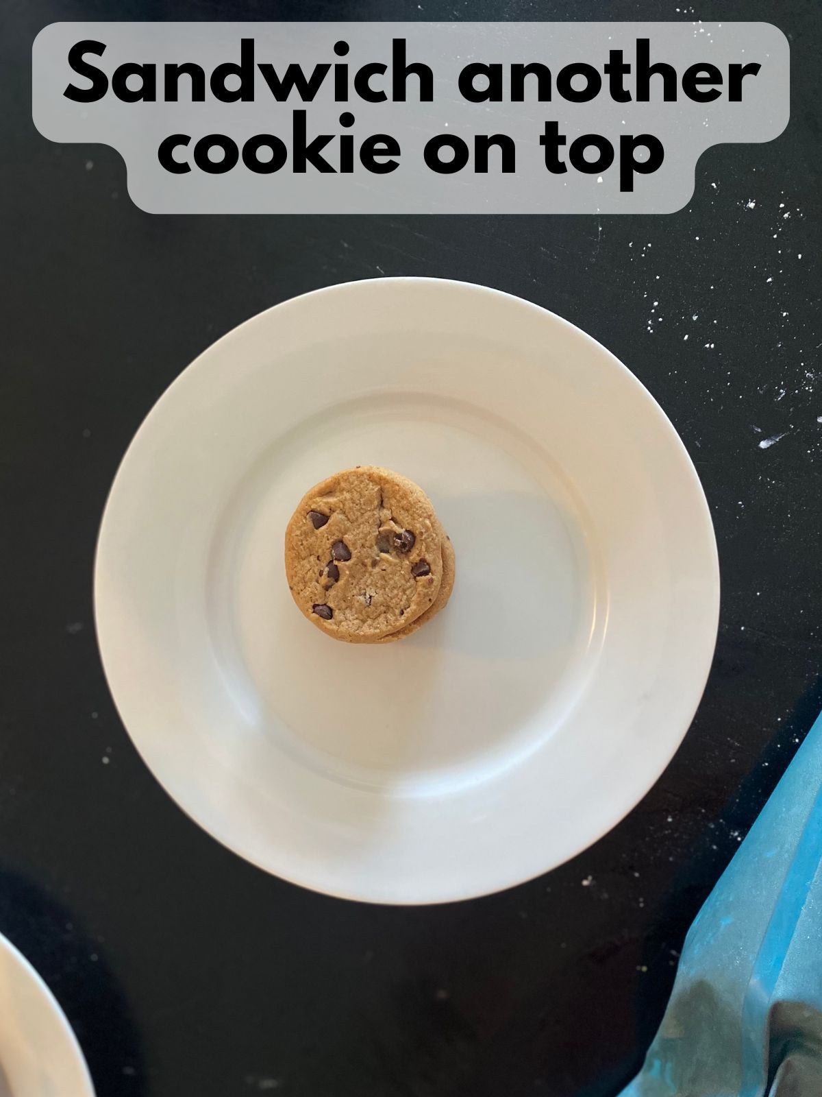 sandwich cookie with black buttercream frosting in the middle