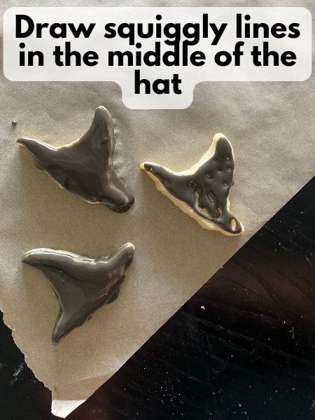 hat shape filled in with royal icing