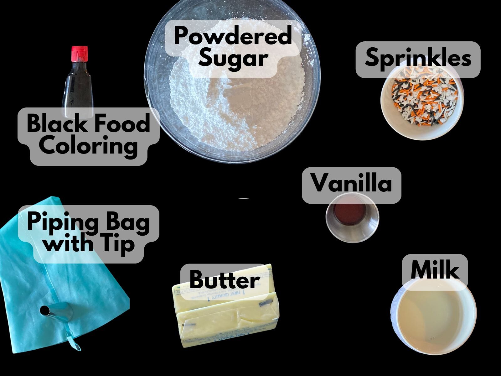 black buttercream frosting ingredients
