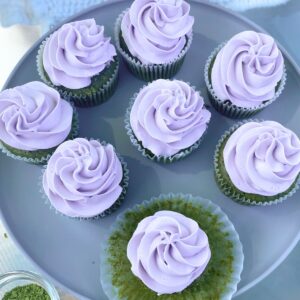 box mix matcha lavender cupcakes