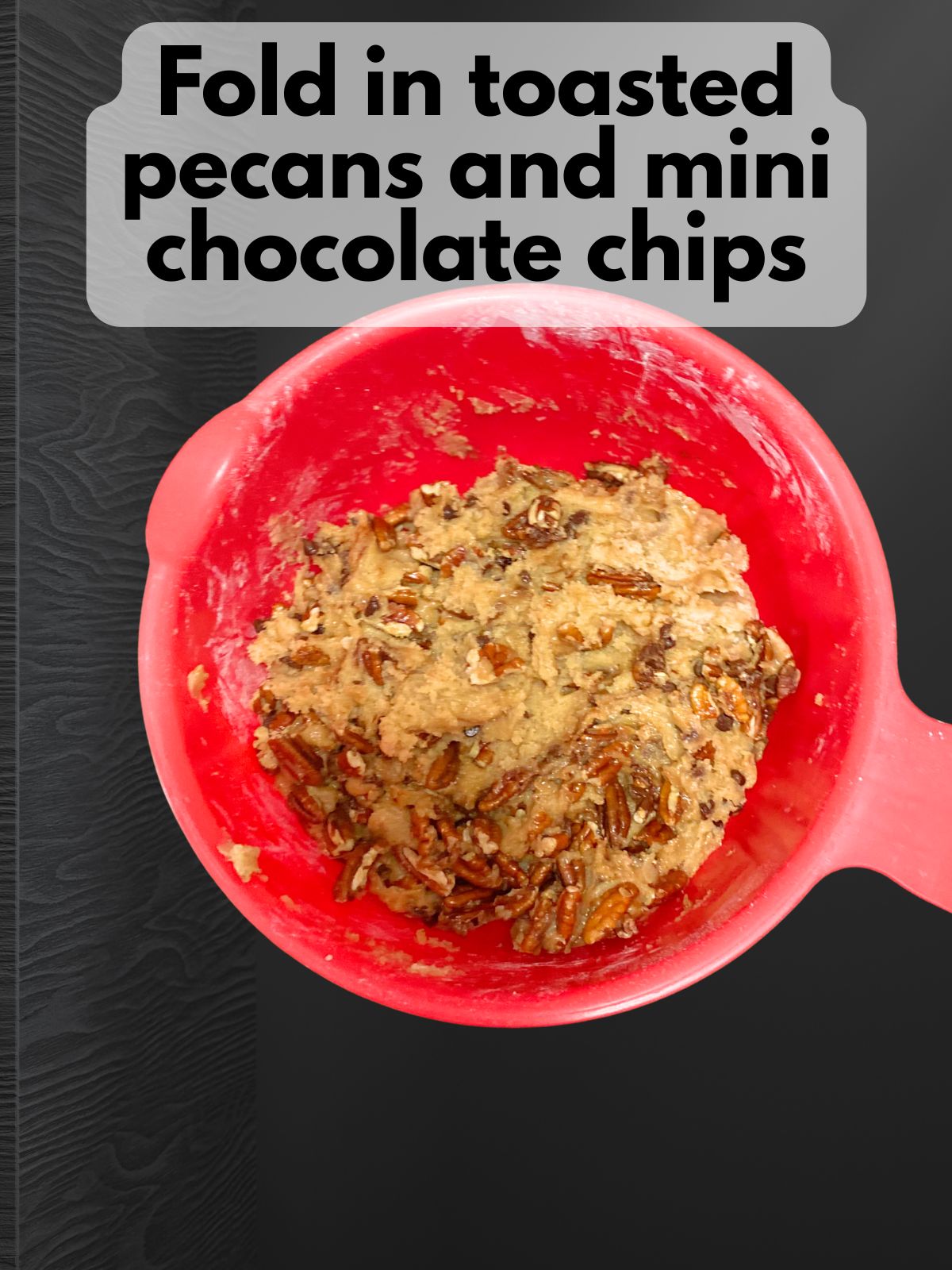 toasted pecans and mini chocolate chips folded into browned butter cokie dough