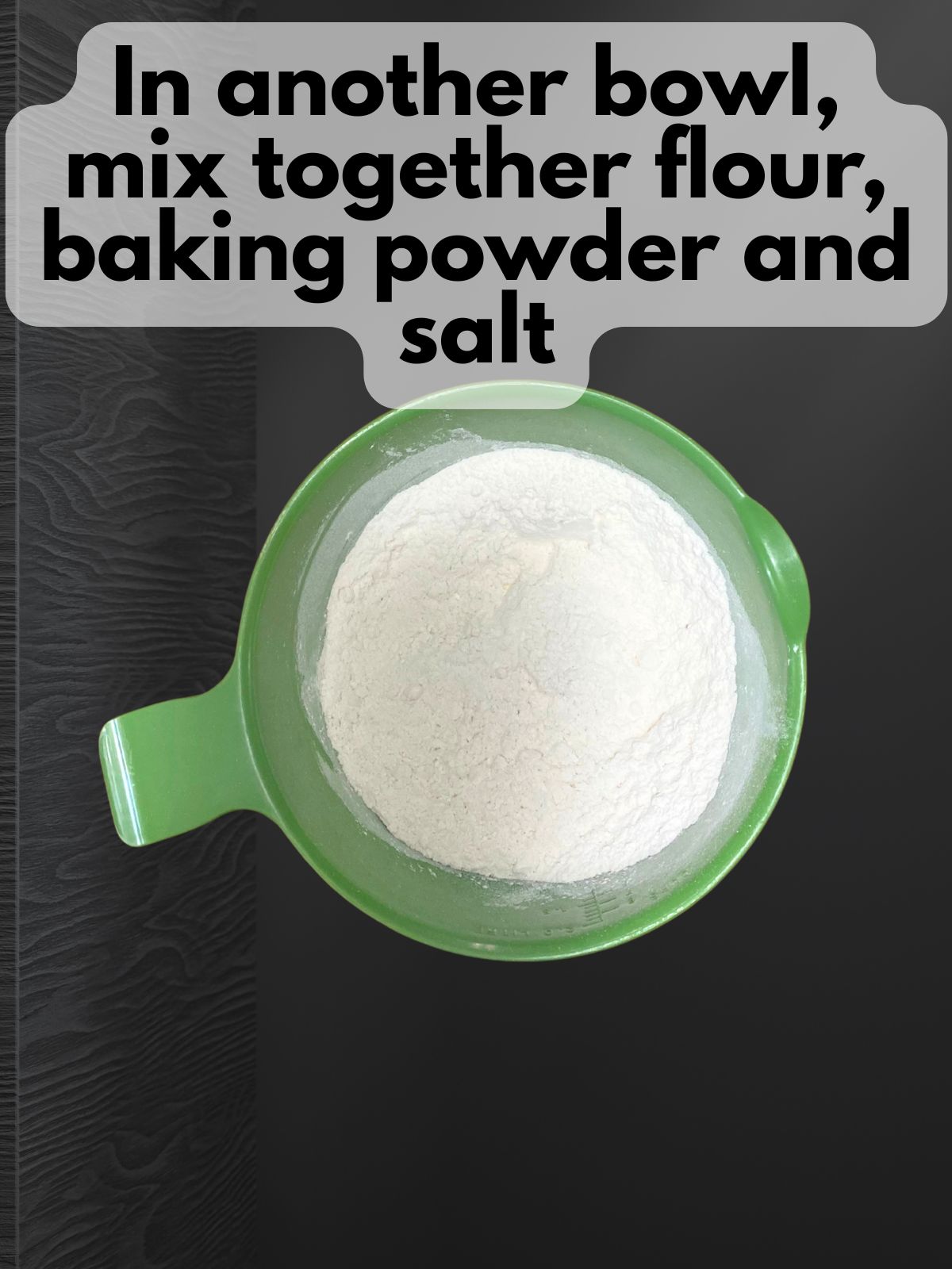 mixed dry ingredients in a mixing bowl