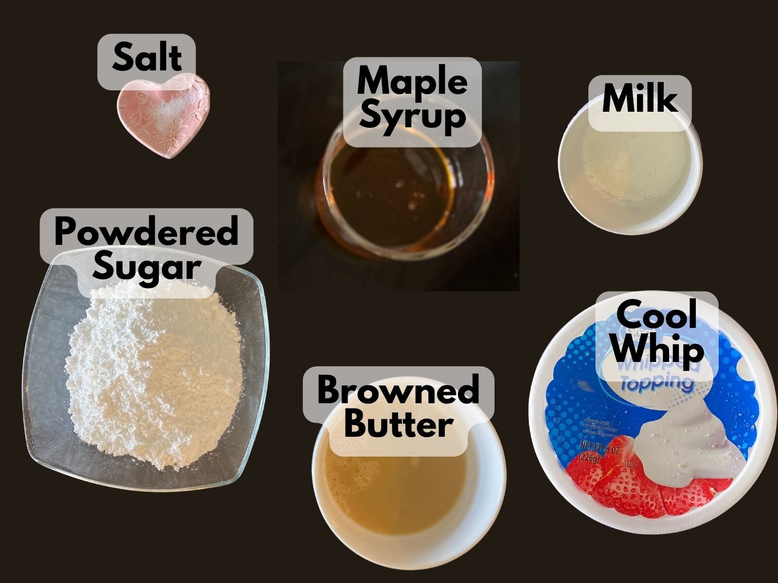 brown butter maple frosting ingredients and cool whip