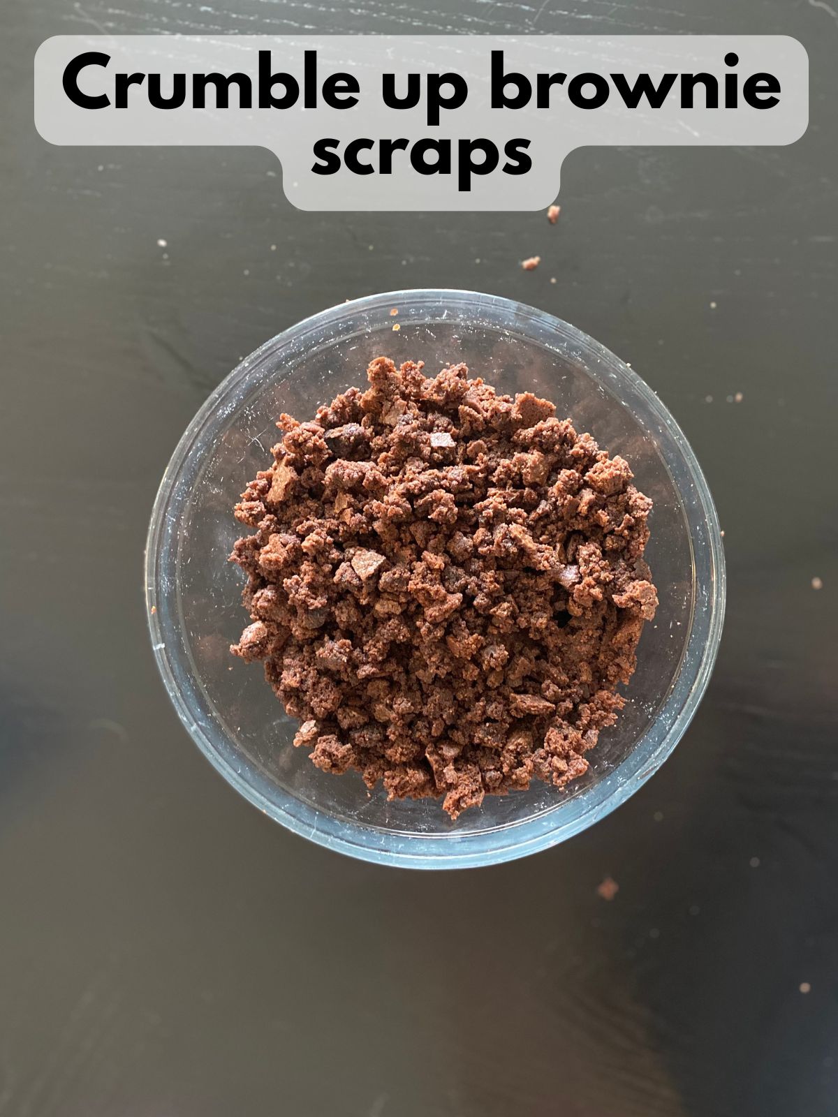 brownie crumbs in a bowl