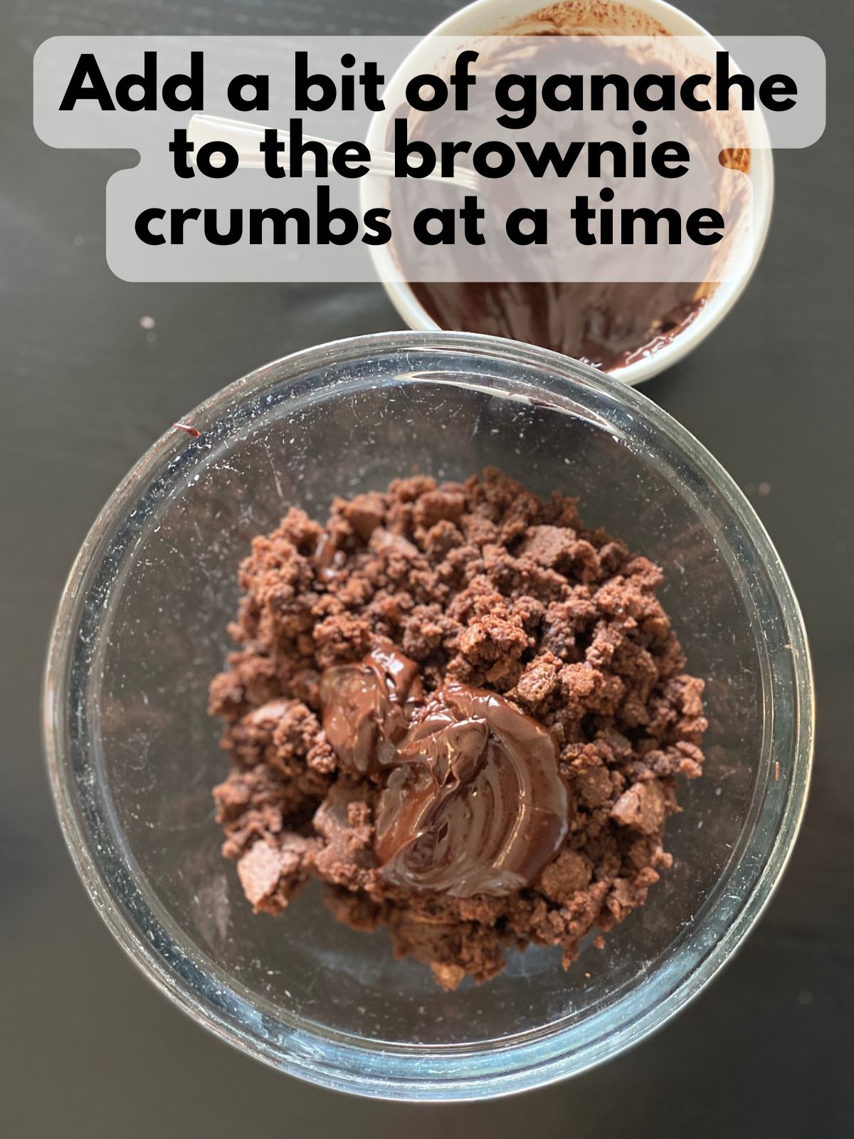 chocolate ganache mixed with brownie crumbs