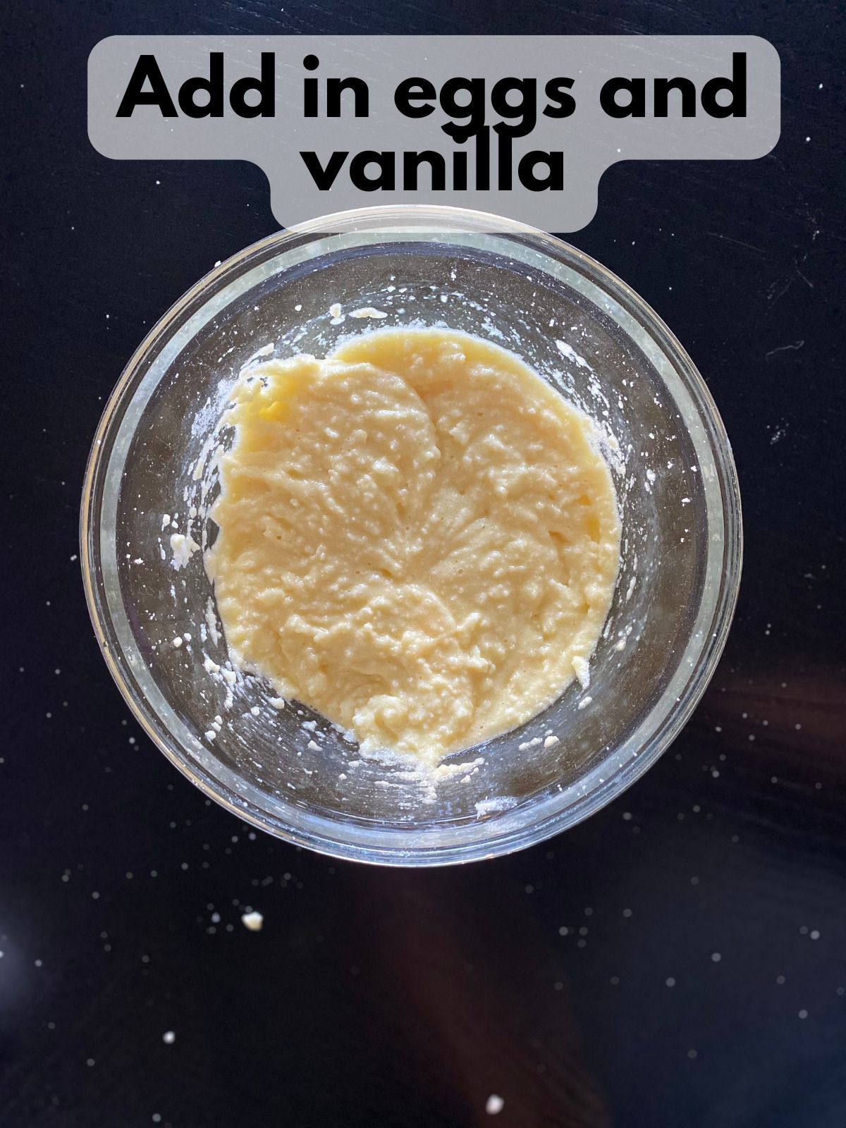 egg and vanilla added to butter and sugar