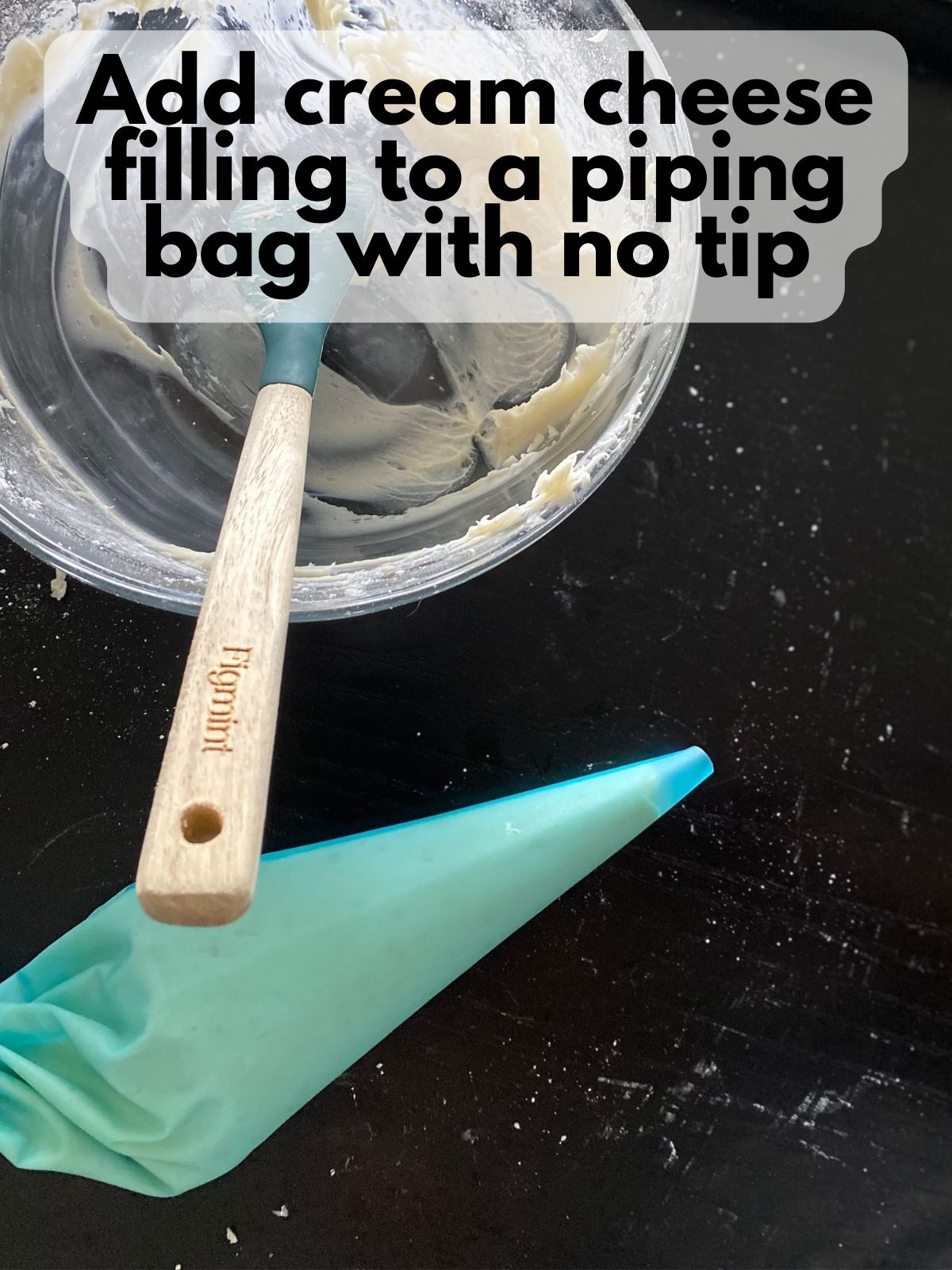 buttercream frosting in a piping bag with no tip