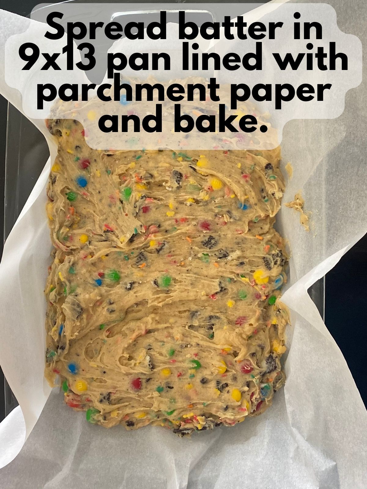 fall themed blondie batter spread in pan