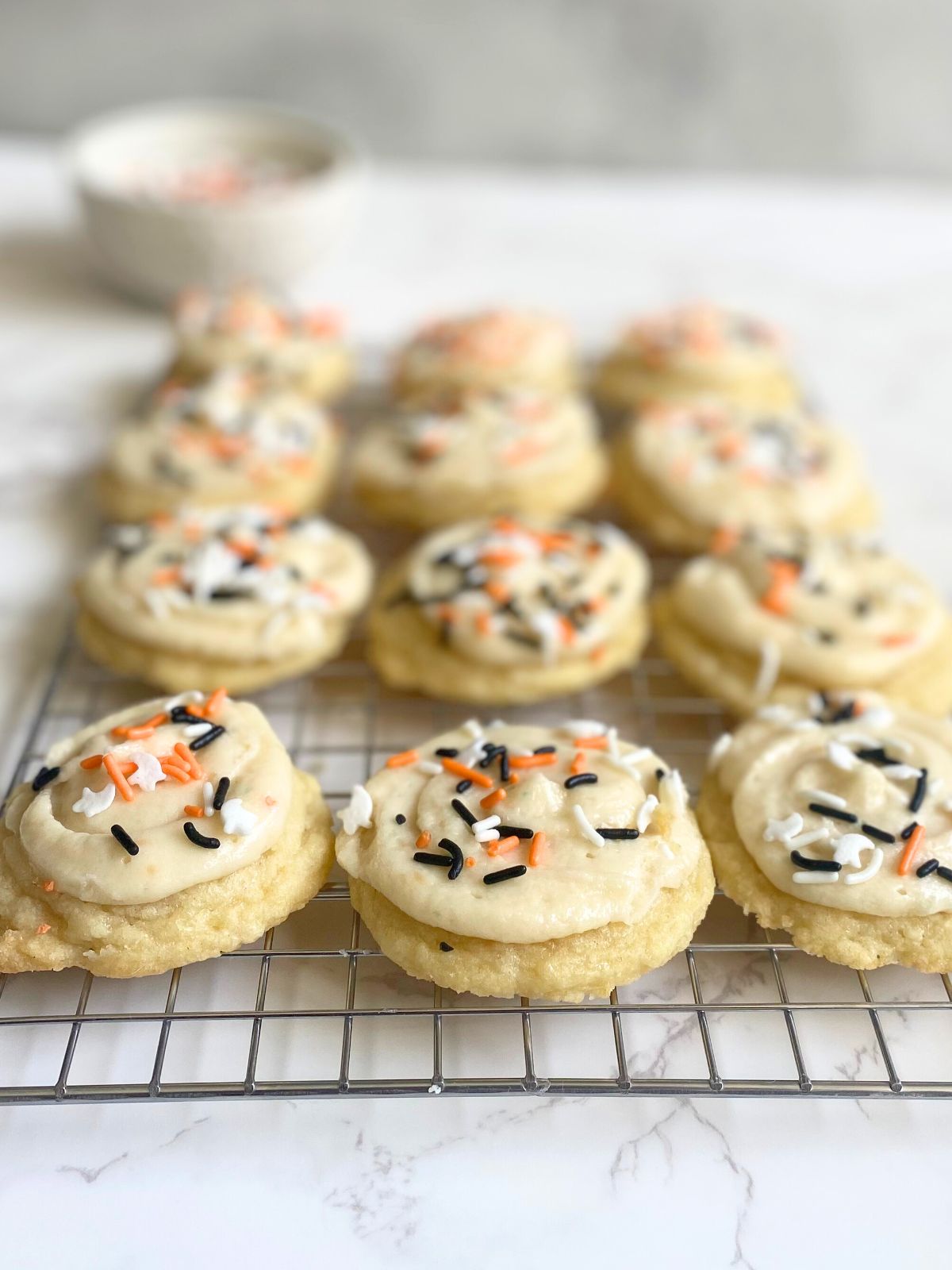 halloween buttercream frosted cookies