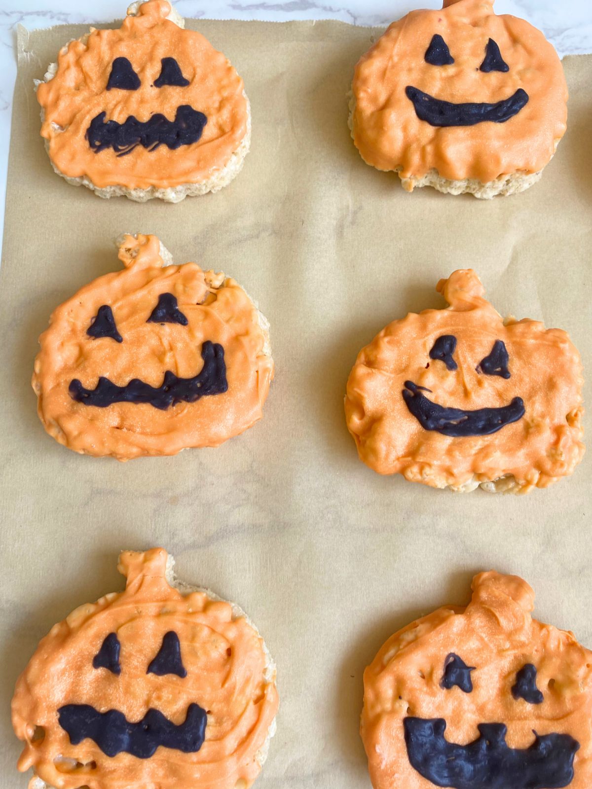 jack o lantern rice krispie treats