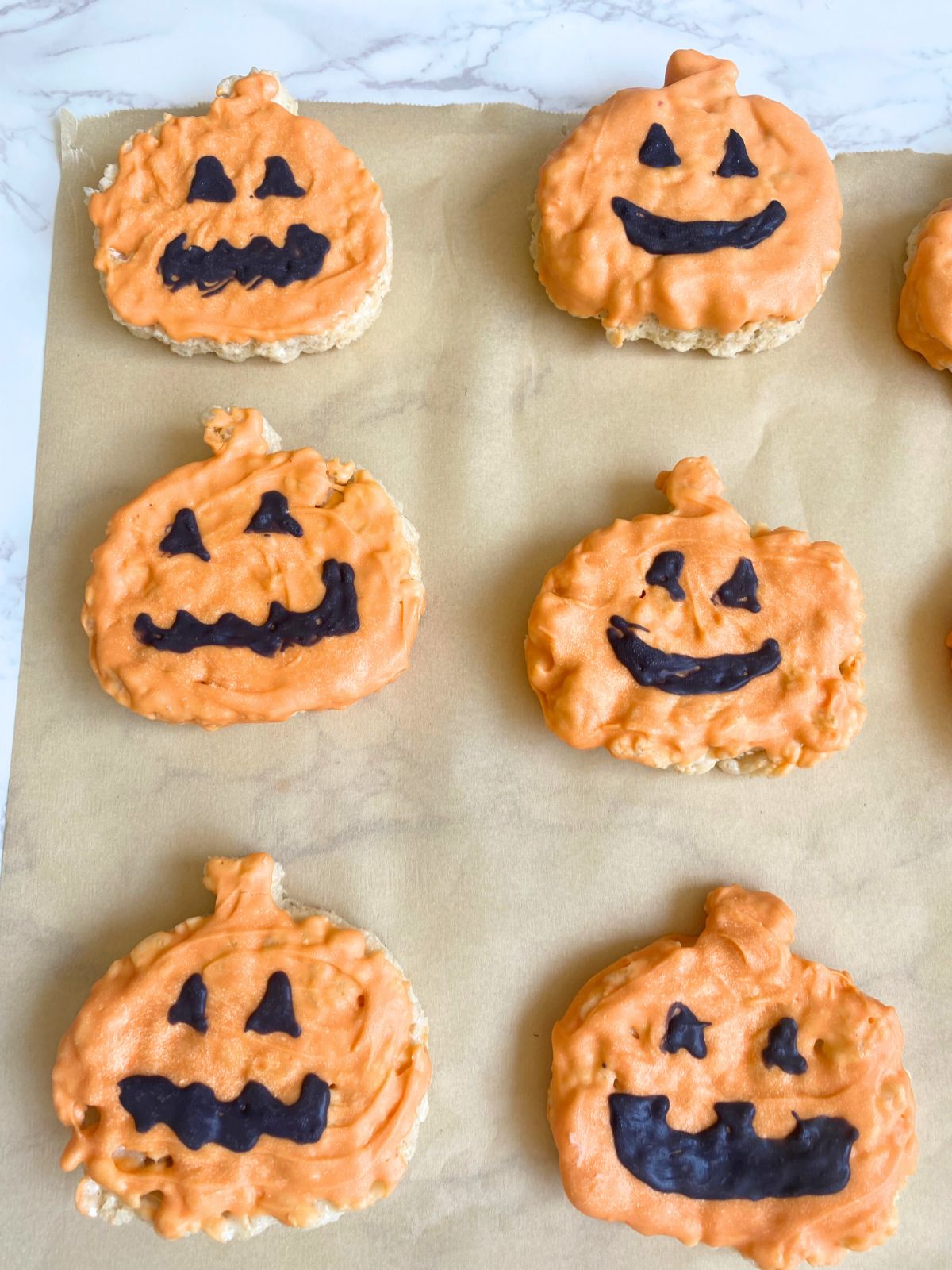 jack-o-lantern rice krispie treats