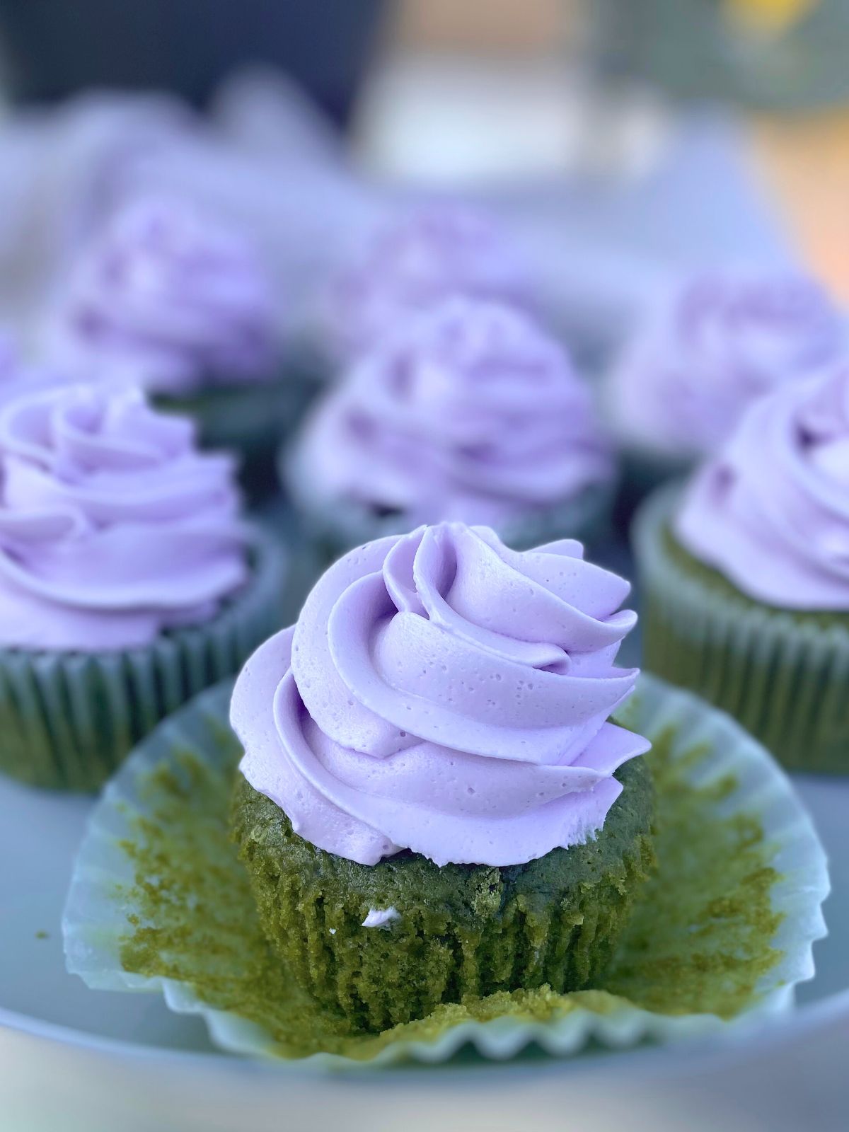 box mix matcha lavender cupcakes