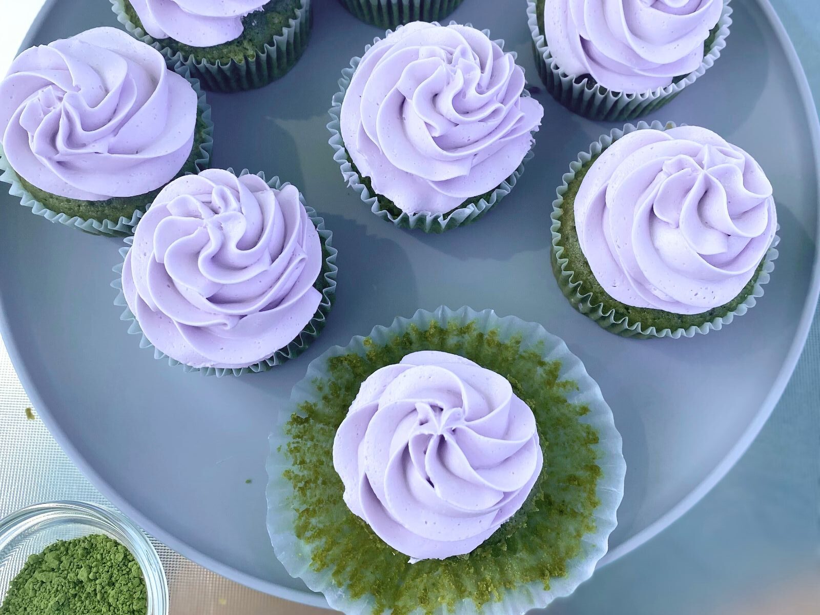 box mix matcha lavender cupcakes