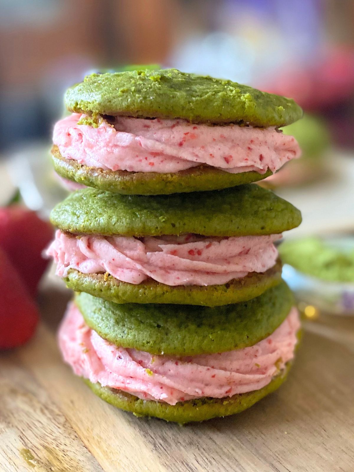 matcha strawberry whoopie pies