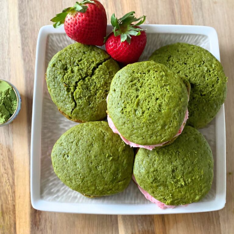 matcha strawberry whoopie pies