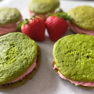 matcha strawberry whoopie pies
