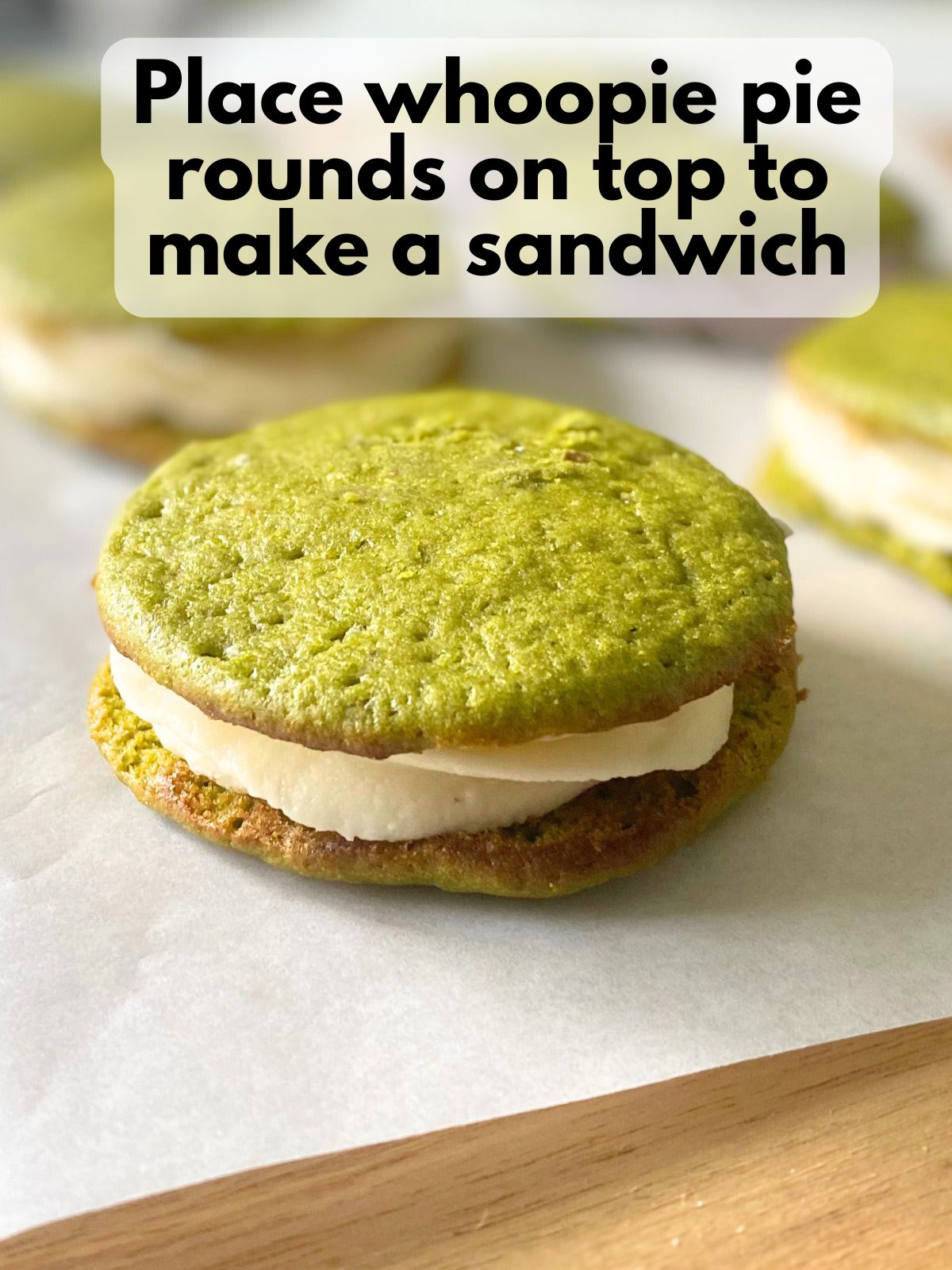 assembled matcha whoopie pies