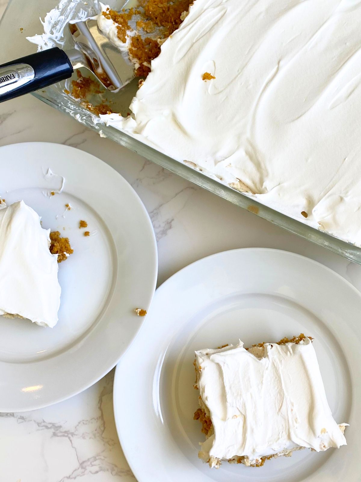 pumpkin poke cake with brown butter maple frosting