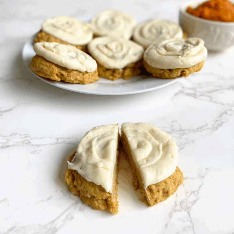 pumpkin sugar cookies with cream cheese frosting