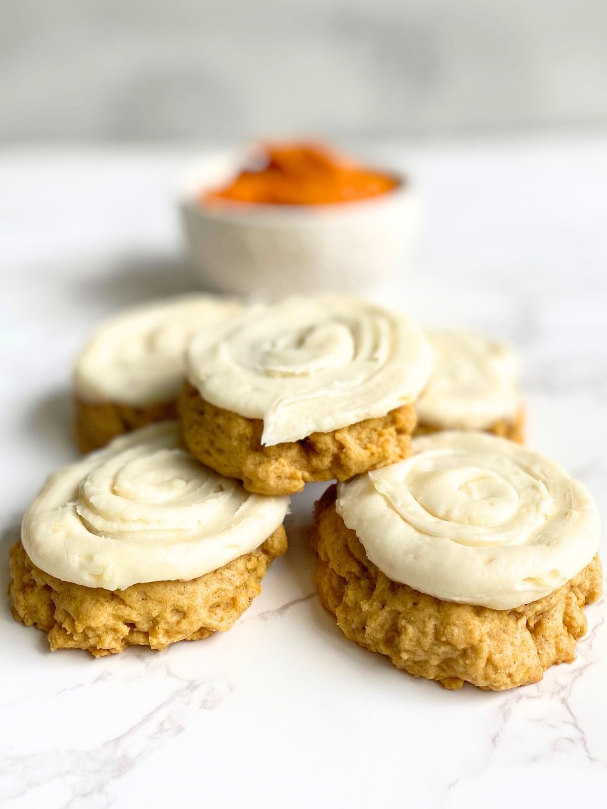 pumpkin sugar cookies with cream cheese frositng