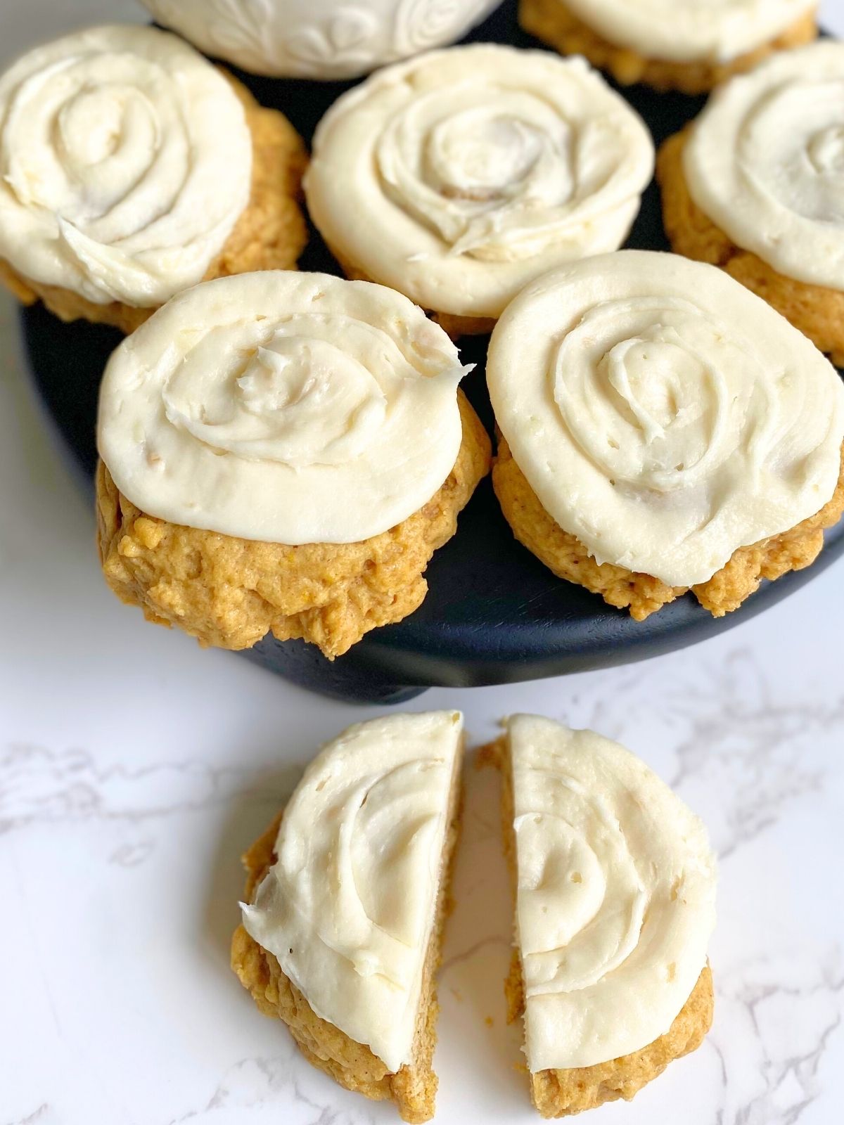 pumpkin sugar cookies with cream cheese frosting