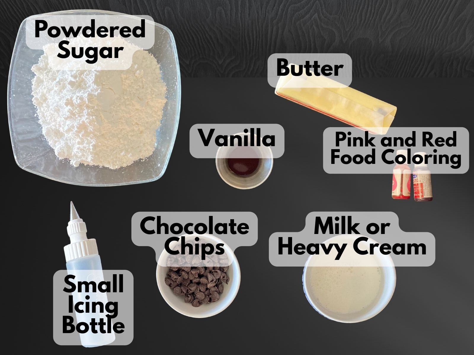 frosting and decoration ingredients
