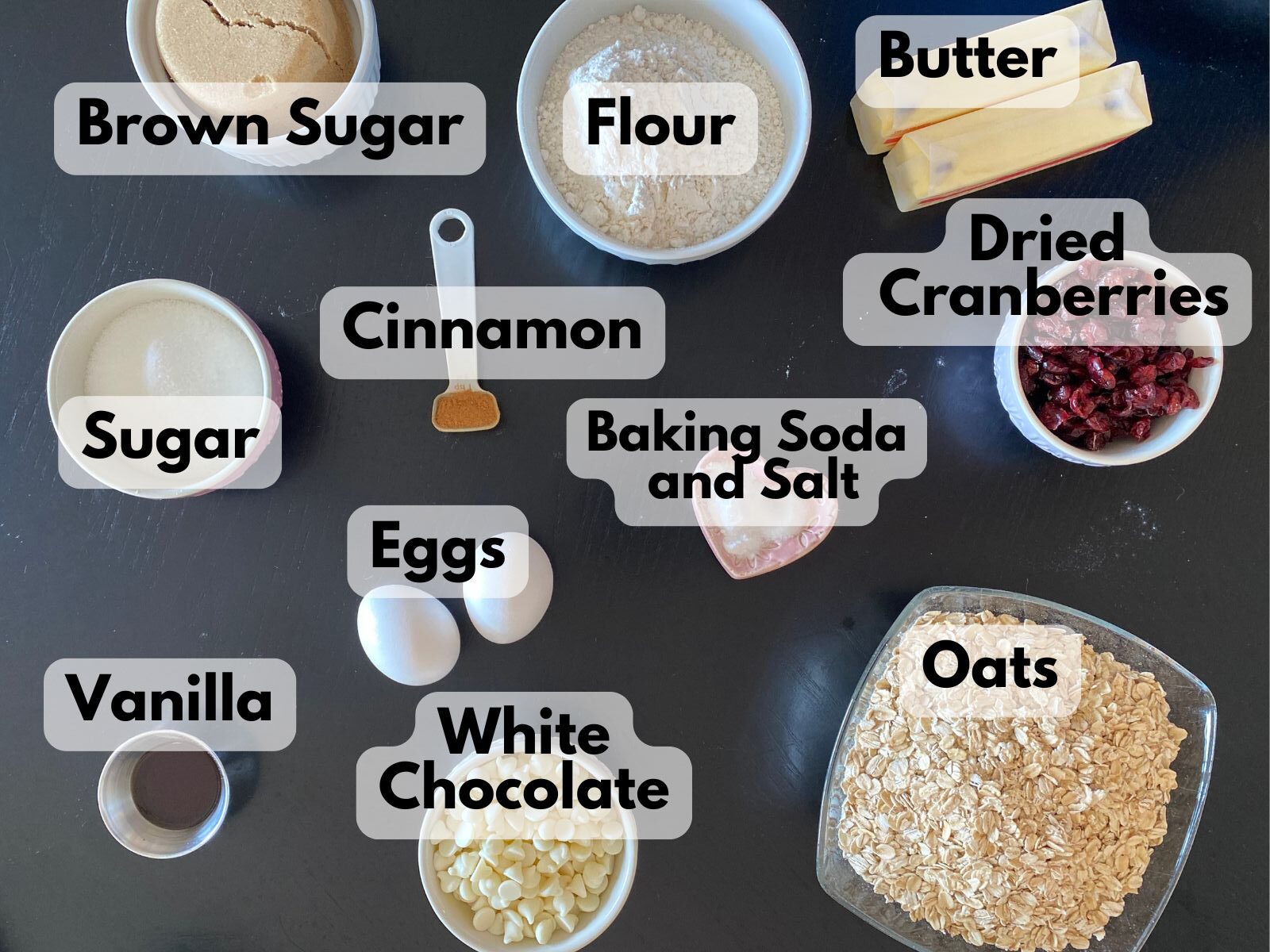 white chocolate cranberry oatmeal cookies ingredients