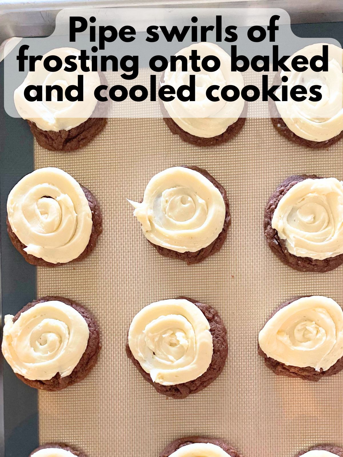 chocolate cake mix cookies with buttercream frosting