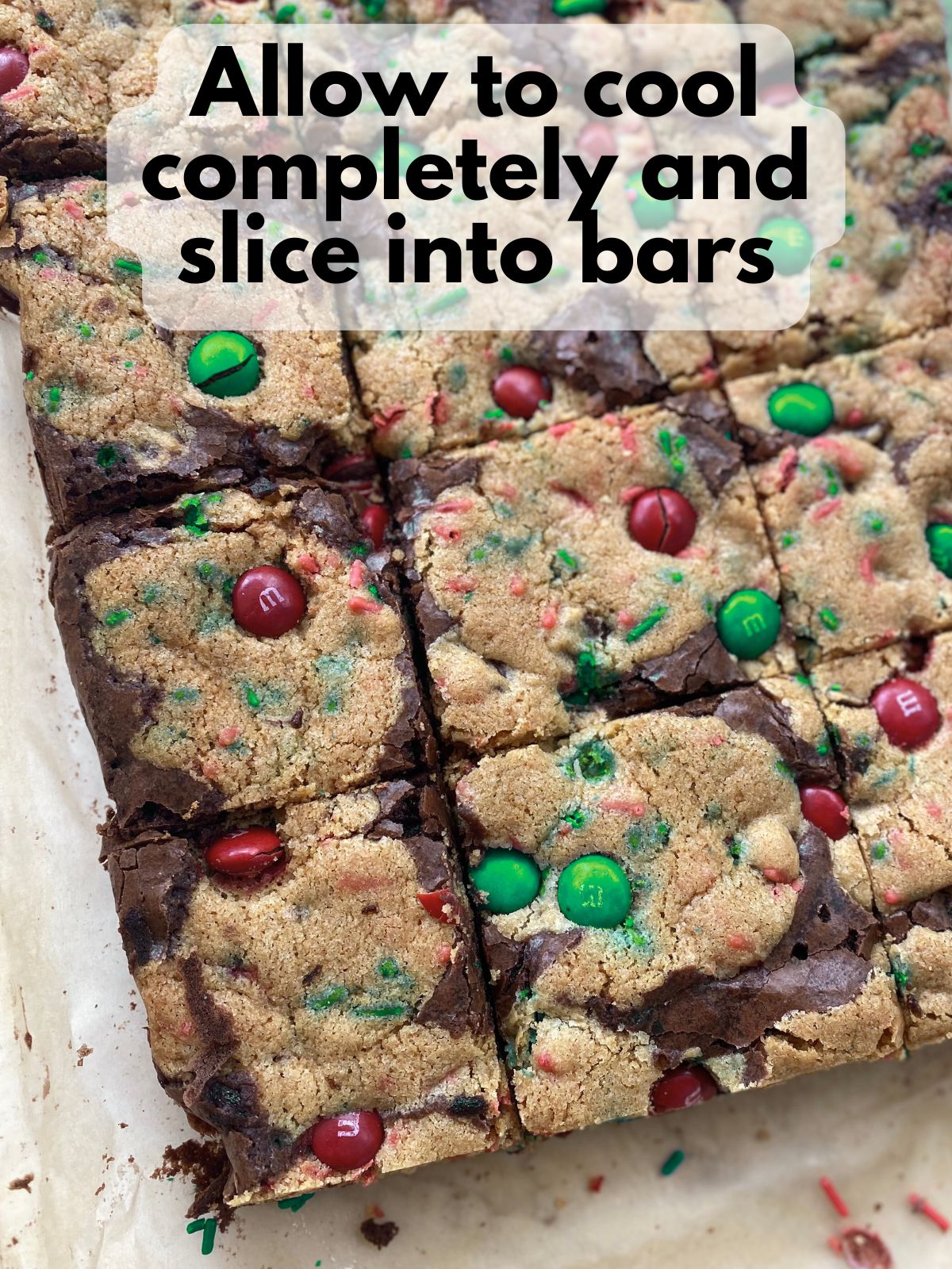 Christmas brookies sliced into squares