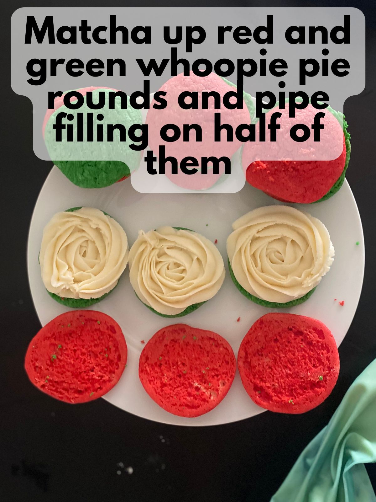 vanilla filling piped on whoopie pie rounds