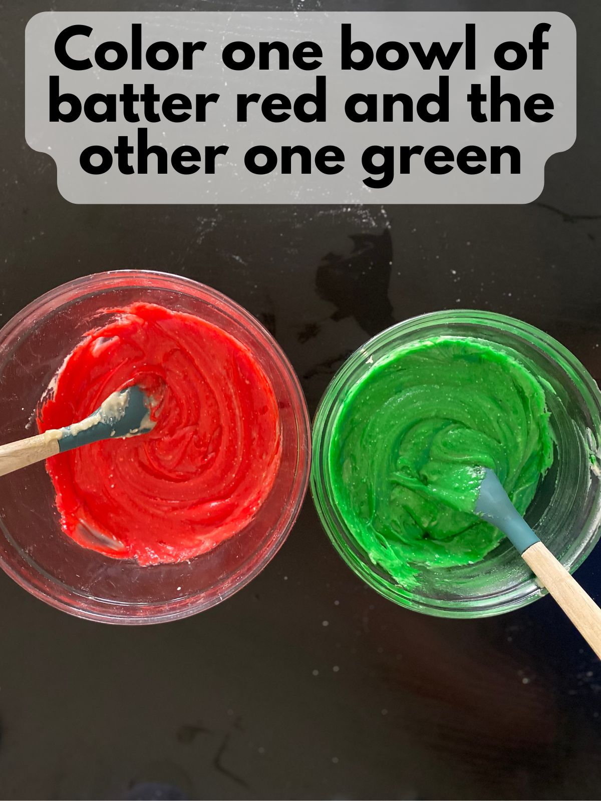 batter colored red and green