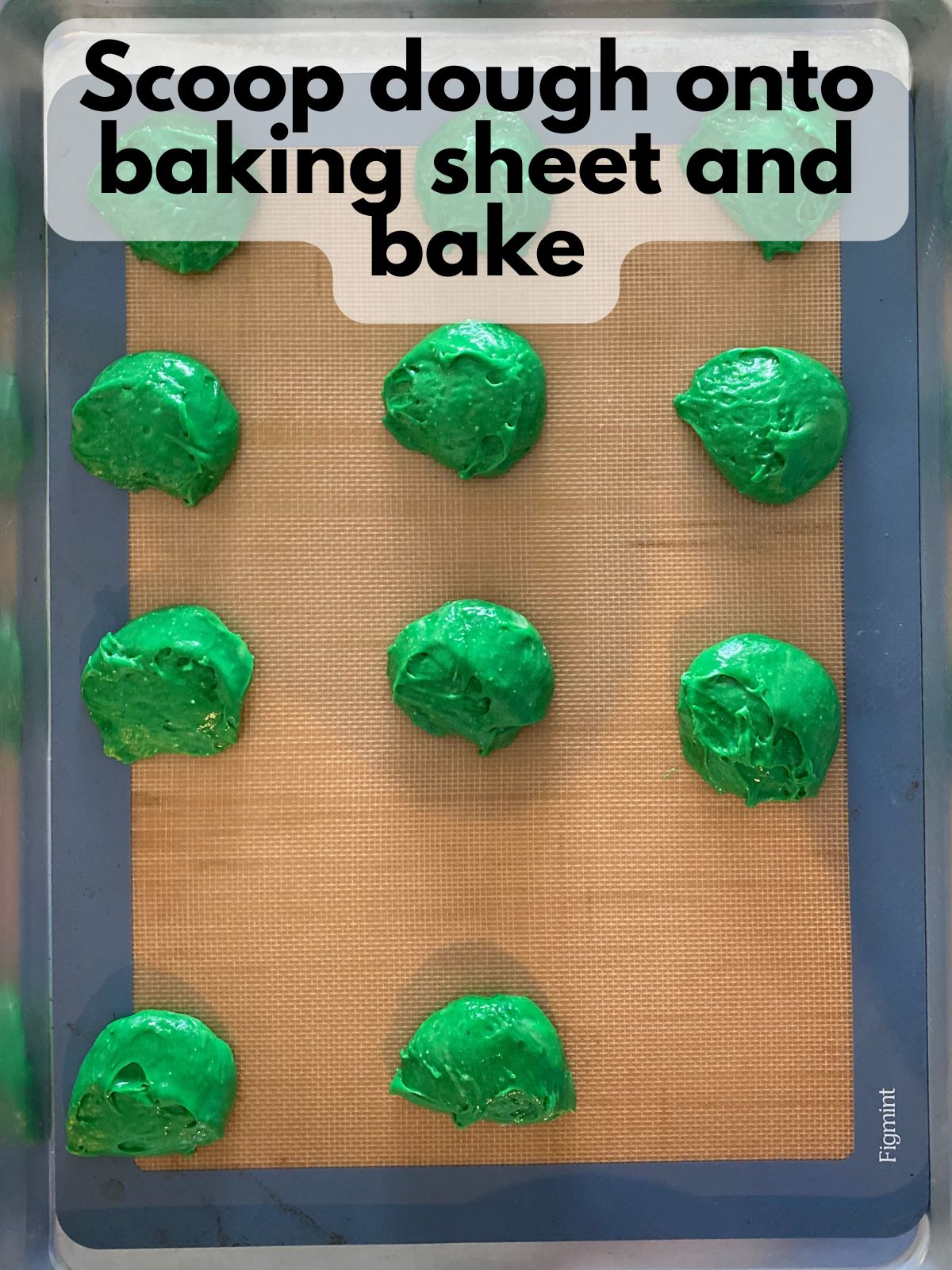 green whoopie pie batter on a baking sheet