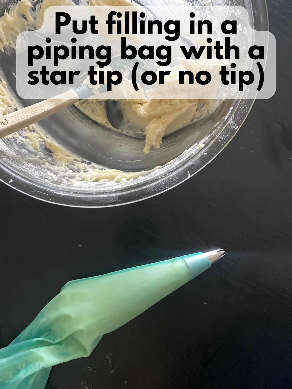 vanilla buttercream in a piping bag