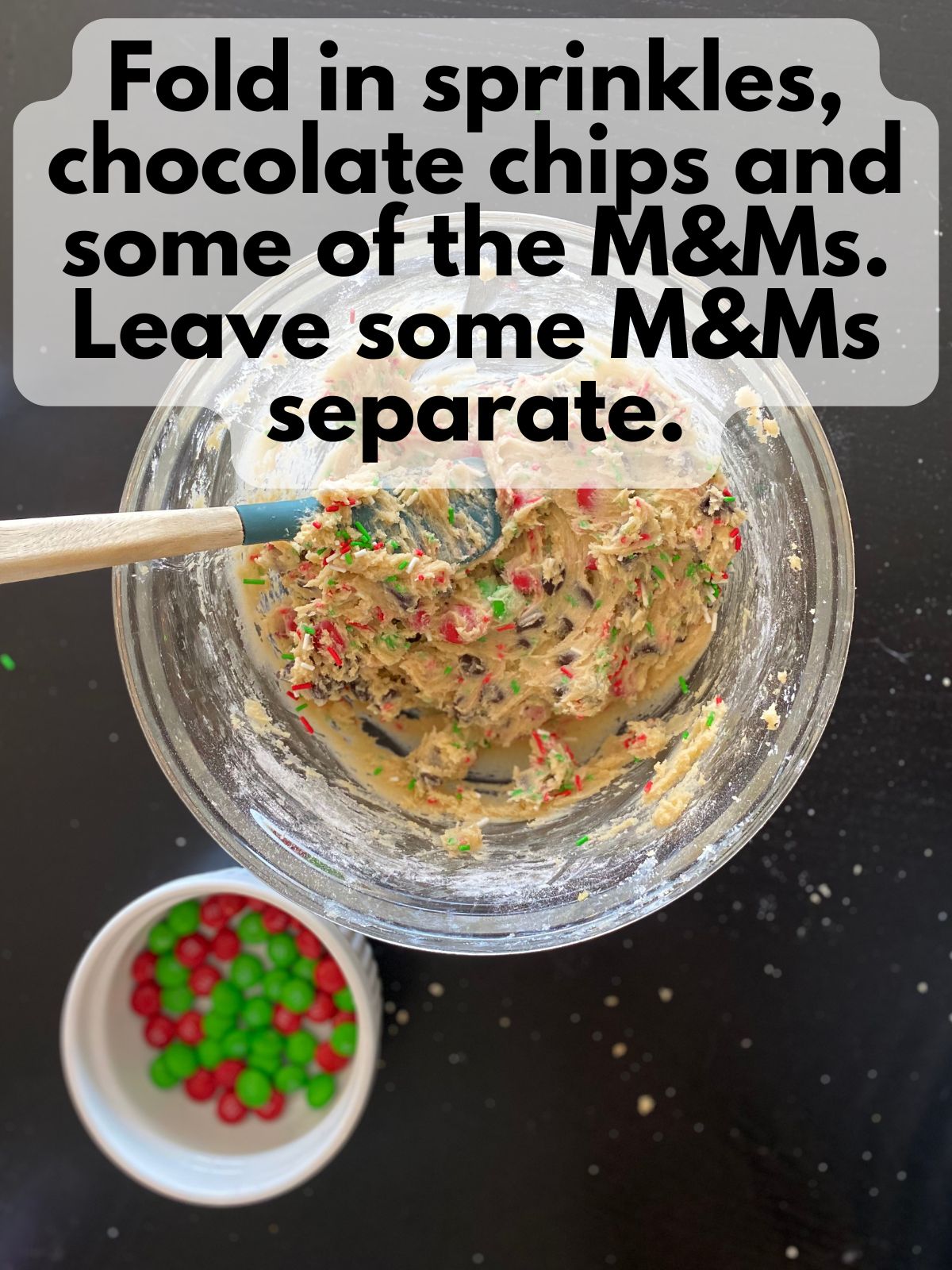 Christmas cookie bars with mix-ins folded in