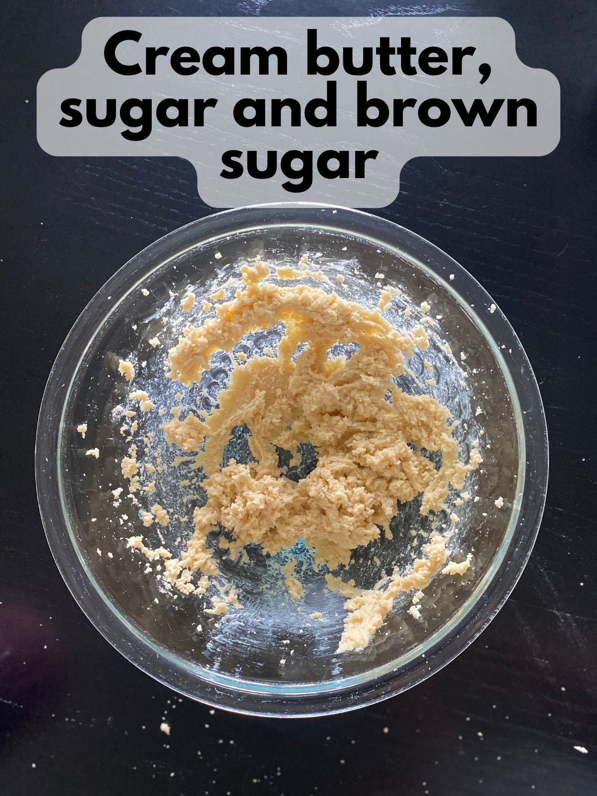 butter, sugar and brown sugar beaten together