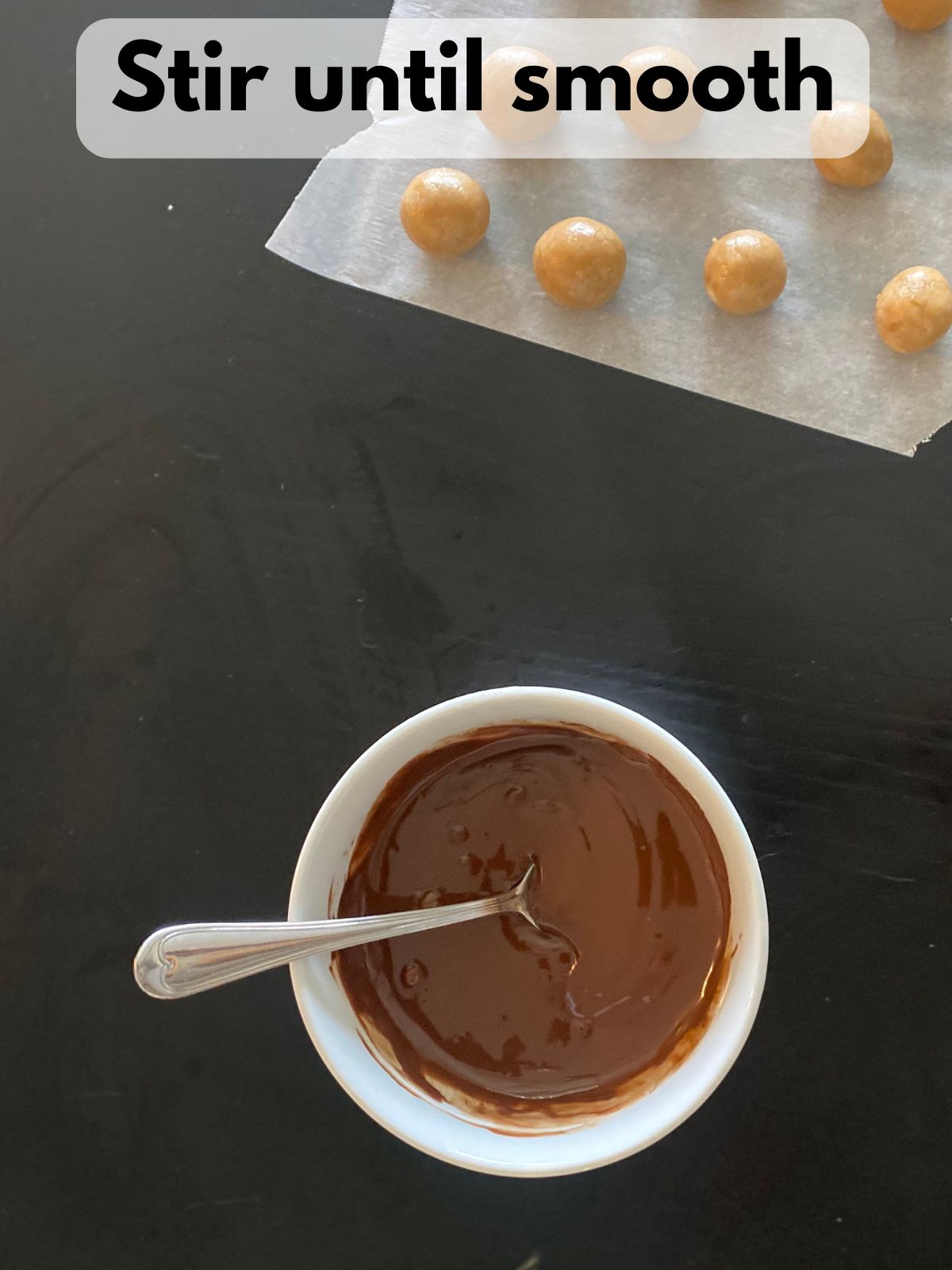 melted chocolate mixed with coconut oil