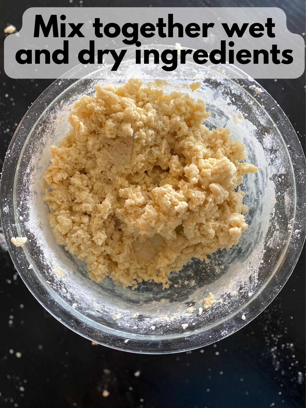 dry ingredients mixed with wet ingredients